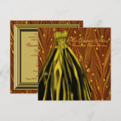 Invitation Perles dorées Robe dorée noire rouge Quinceanera (Devant / Derrière)