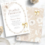 Invitation Perles élégantes et Fête des mariées de poursuites<br><div class="desc">Faites-vous plaisir avec notre Elegant Pearls et Prosecco Bridal Shower Invitation. Doté d'une délicate aquarelle de couleur boho chic crème et de fleurs bronzées ornées de perles et de verres de champagne dorés, cette collection exhale un raffinement intemporel. Parfait pour un brunch au champagne, cette collection donne le ton d'une...</div>