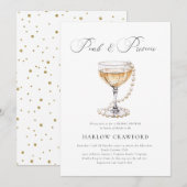 Invitation Perles élégantes et Fête des mariées de poursuites (Devant / Derrière)