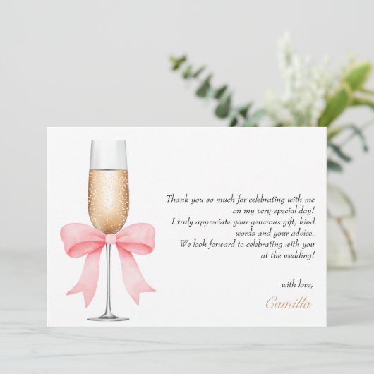 Invitation Perles en Bow rose et Fête des mariées de poursuit (Debout devant)