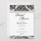 Invitation Perles en dentelle noir et blanc Fête des mariées  (Devant)