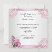 Invitation Perles en dentelle rose haute talon Perles Anniver (Dos)