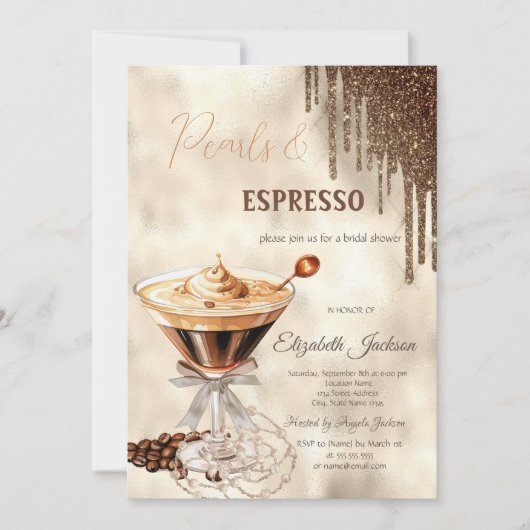 Invitation Perles Espresso Bow Parties scintillant Drivers (Devant)