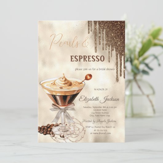Invitation Perles Espresso Bow Parties scintillant Drivers (Debout devant)