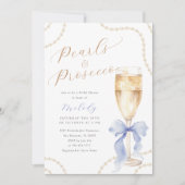 Invitation Perles et Fête des mariées bleue de Prosecco (Devant)
