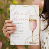 Invitation Perles et Fête des mariées d'or rose Prosecco