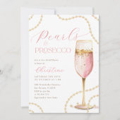 Invitation Perles et Fête des mariées d'or rose Prosecco (Devant)