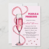Invitation Perles et Fête des mariées rose pâle Prosecco (Devant)