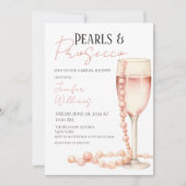 Invitation Perles et Fête des mariées rose pâle Prosecco (Devant)