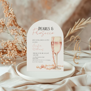 Invitation Perles et Fête des mariées rose pâle Prosecco