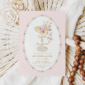 Invitation Perles et Fête des mariées rose Prosecco