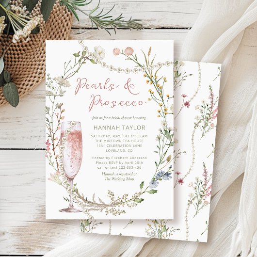 Invitation Perles et Fêtes des mariées florales de Prosecco