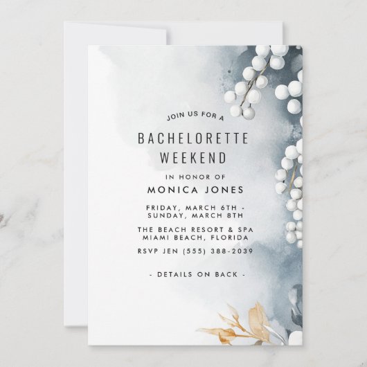 Invitation Perles et fleurs Bachelorette Week-end (Devant)