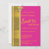 Invitation Perles et Gold Sweet 16 (Devant)