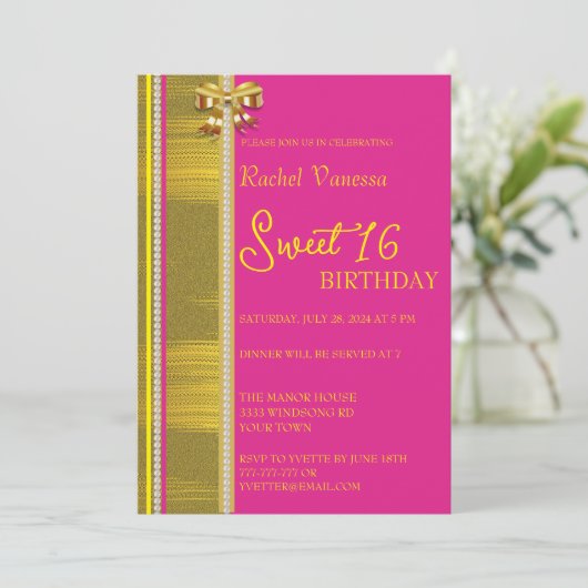 Invitation Perles et Gold Sweet 16 (Debout devant)