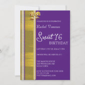 Invitation Perles et Gold Sweet 16 (Devant)