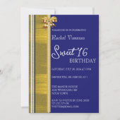 Invitation Perles et Gold Sweet 16 (Devant)
