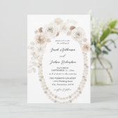 Invitation Perles et Mariage floral blanc (Debout devant)