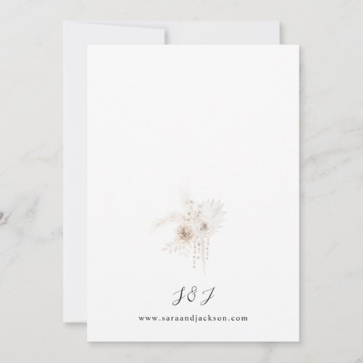 Invitation Perles et Mariage floral blanc V2 (Dos)