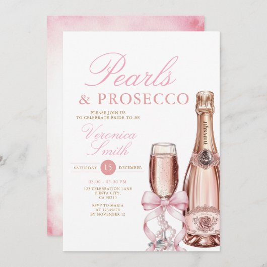 Invitation Perles et parquet Collier de Fête des mariées de b (Devant / Derrière)