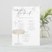 Invitation Perles et Prosecco Attrape une Boisson Jeu de Mari (Debout devant)