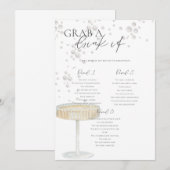 Invitation Perles et Prosecco Attrape une Boisson Jeu de Mari (Devant / Derrière)