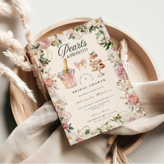 Invitation Perles et Prosecco de Mariage