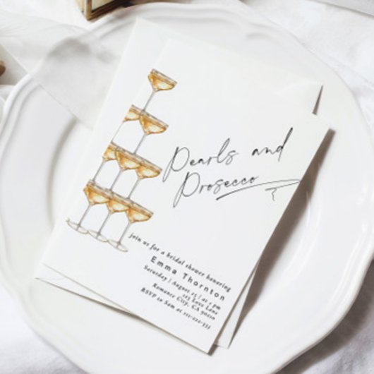 Invitation Perles et Prosecco Élégant Enterrement de Vie de J