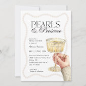 Invitation Perles et Prosecco Elegant Fête des mariées Brunch (Devant)