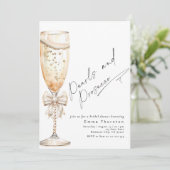 Invitation Perles et Prosecco Fête des mariées moderne minima (Debout devant)