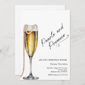 Invitation Perles et Prosecco Fête des mariées moderne minima (Devant / Derrière)