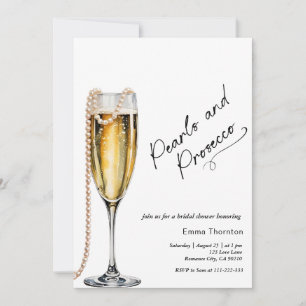 Invitation Perles et Prosecco Fête des mariées moderne minima