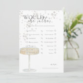 Invitation Perles et Prosecco Jeu de mariage 'Préférerait-ell (Debout devant)