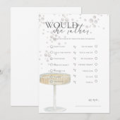 Invitation Perles et Prosecco Jeu de mariage 'Préférerait-ell (Devant / Derrière)