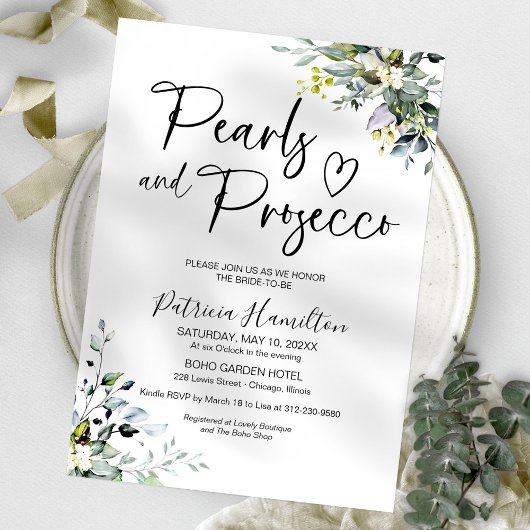 Invitation Perles et Prosecco pour une Mariée
