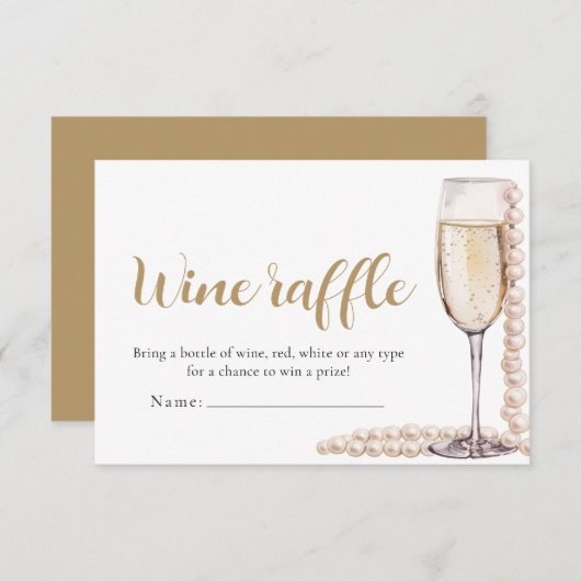 Invitation Perles et Prosecco Raffle Fête des mariées Jeu (Devant / Derrière)