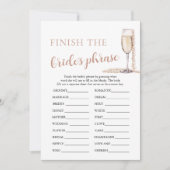 Invitation Perles et Prosecco terminent le jeu de phrases de (Devant)