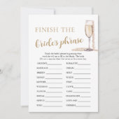 Invitation Perles et Prosecco terminent le jeu de phrases de (Devant)