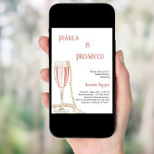 Invitation Perles Fête des mariées rose Prosecco