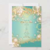 Invitation Perles florales vintage élégant mariage (Dos)