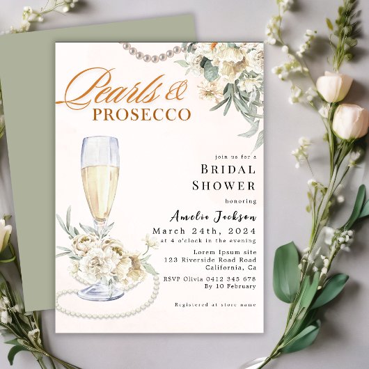Invitation Perles modernes et la douche nuptiale florale de p