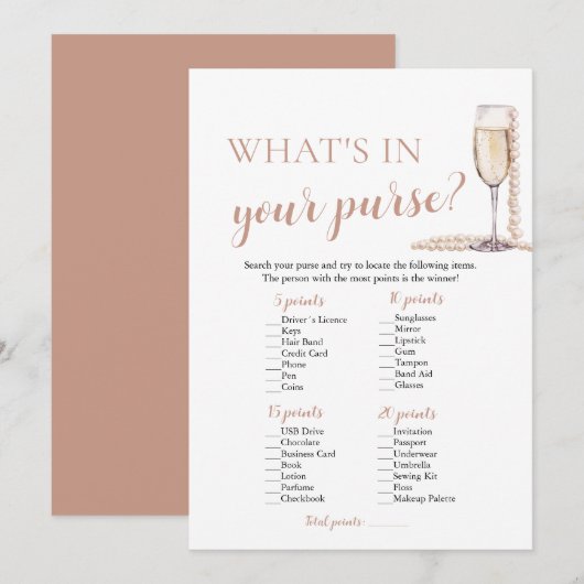 Invitation Perles Modernes & Jeu de Prosecco Qu'est-ce qu'il  (Devant / Derrière)