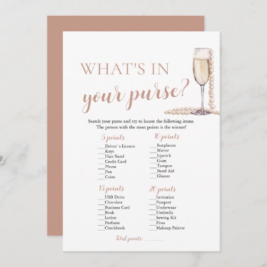 Invitation Perles Modernes & Prosecco Qu'est-ce que vous avez (Devant / Derrière)