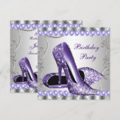 Invitation Perles Pailletées Chaussures à Talons Hauts Violet (Devant / Derrière)