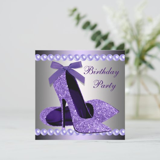 Invitation Perles Pailletées Chaussures à Talons Hauts Violet (Debout devant)