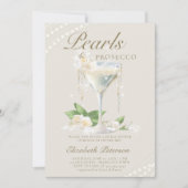 Invitation Perles Pourreaux Pétales Ivory Élégante Fête des m (Devant)