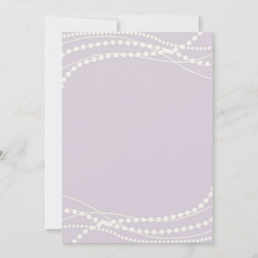 Invitation Perles Pourreaux Petals Lilac Elégante Fête des ma (Dos)