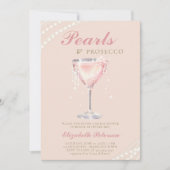 Invitation Perles Poursuivre Peach rose Fête des mariées de b (Devant)