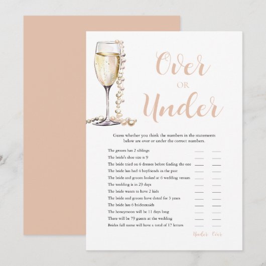 Invitation Perles & Prosecco Au-Dessus ou Au-Dessous Jeu de B (Devant / Derrière)