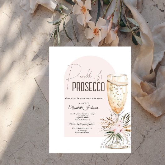 Invitation Perles Prosecco Boho Fleurs Brunch & Bubbly